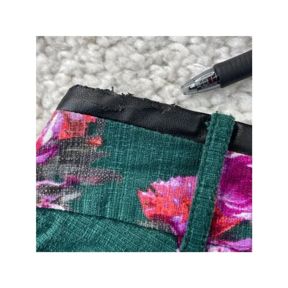 Anthropologie Cartonnier Floral Charlie Trouser Ankle Pants Green Womens 8 FLAW